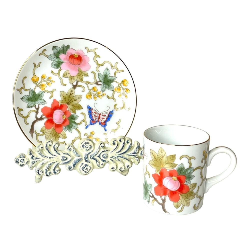 Empress Otagiri Tea Cup & Saucer Demitasse Espresso Coffee Set Floral Butterfly